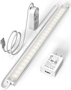 ASOKO Motion Sensor Dimmable Led Under Cabinet Lighting,12 inches Plug in Led Counter Light Bars, Daylight White 4500K Led Light Bar for Kitchen/Closet/Wardrobe/Shelf/Desk/Display Case