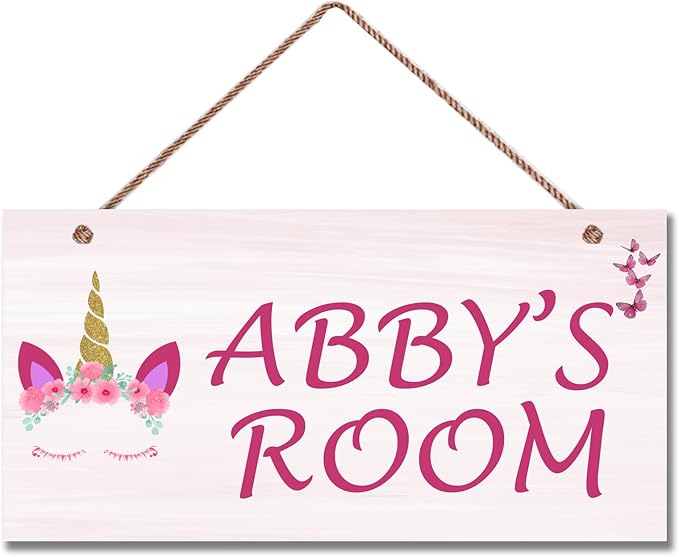 Personalized Signs Unicorn Sign, Wall Decor for Girls Room, Funny Colorful Wall Décor for Kids Room Bedroom Playroom Nursery Boys Room Little Man Cave
