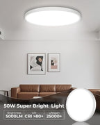 hepside 23INCH Big Dimmable Flush Mount Ceiling Light Fixture White, 3CCT Selectable 3000/4000/6500K Ceiling Lamp, 50W 5000LM Super Bright Low Profile Light for Bedroom, Kitchen, Bathroom, Hallway