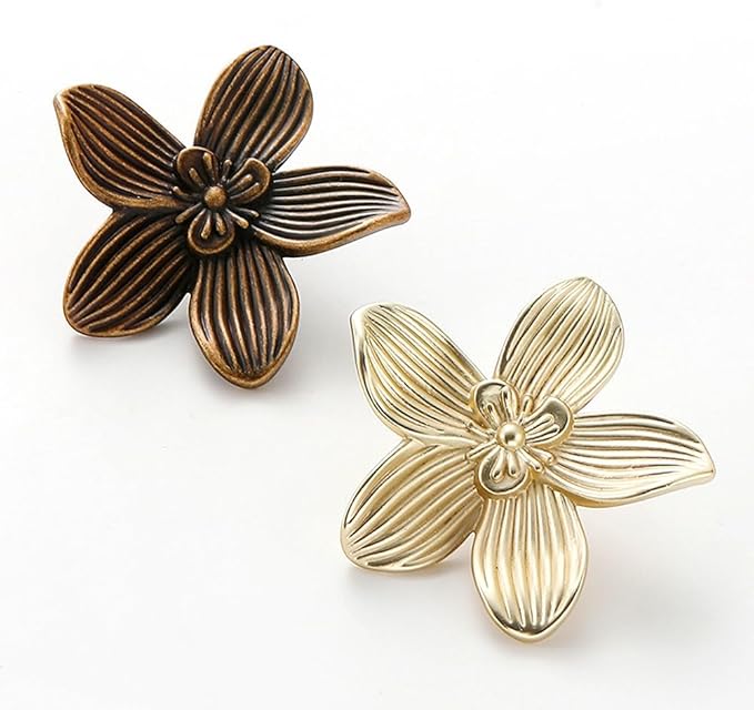 Flower Cabinet Knobs, Antique Brass, 8 Pack, Zinc Alloy Decorative Hardware for Decorative Handles for Furniture, Vanity, Kitchen,Closet, Bathroom – Unique Antique Pull
