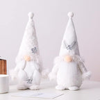 2 PC Christmas Gnomes Decoration Velvet Gnomes Swedish Tomte Handmade Scandinavian Figurine Nordic Plush Fall Winter Farmhouse Ornaments Home Decor Gift, White Silver Sequins, 10.6 Inch