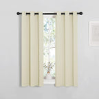 NICETOWN Room Darkening Short Curtain Panels for Small Window, Beige, 2 Panels, W29 x L40 -Inch, Thermal Insulated Grommet Room Darkening Draperies/Drapes for Window
