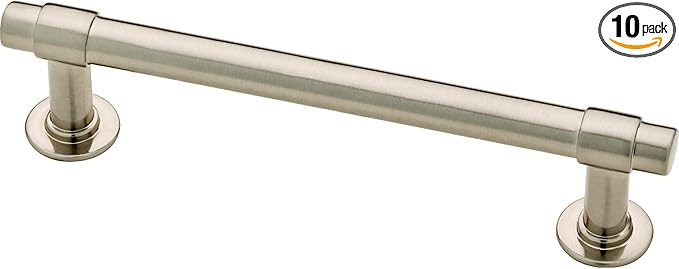 Franklin Brass - Francisco Satin Nickel Cabinet Handles 4 Inch (4") Hole Center Pulls | Easy Install, Durable Hardware for Kitchen Cabinet Door, Drawers, Dresser Pull, Furniture (10 Pack)