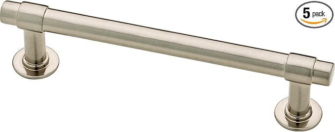 Franklin Brass - Francisco Satin Nickel Cabinet Handles 4 Inch (4") Hole Center Pulls | Easy Install, Durable Hardware for Kitchen Cabinet Door, Drawers, Dresser Pull, Furniture (5 Pack)