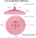 Pink Waterproof LED Ceiling Light Fixture,Music Ceiling Lamp,with Bluetooth Speaker,11Inch 18W, 2700K-6500K Dimmable RGB Color Changing Light with Remote Control,Suitable for Girls' Room