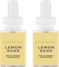 Pura & K. Hall Designs Home Scent Refill - Smart Home Air Diffuser - Up to 120-Hours of Premium Fragrance per Refill - Household Essential - Clean Diffuser Fragrance - 2 Pack, Lemon Sage