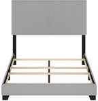 Furinno Pessac Fabric Upholstered Bed Frame with Wooden Slat Support, Full, Glacier