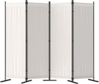 Morngardo Room Divider, Folding Privacy Screens, 4 Panel Room Partitions, 88" Foldable Wall Dividers, Portable Separating for Home Office Bedroom Dorm Decor (White)