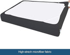 Box Spring Cover Queen Size, Alternates for Bed Skirt, Smooth and Elastic Woven Material Wrap Around 4 Sides of The Box Spring, Wrinkle & Fading Resistant, Washable, Dustproof, Black