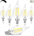 TOBUSA Dimmable E12 Candelabra LED Bulbs 60 Watt Incandescent Equivalent, 5000K Daylight White, Clear LED Chandelier Light Bulbs 6W, 600lm, CA11 Vintage Ceiling Fan Light Bulbs with Flame Tip, 6-Pack