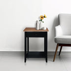 Casual Home Owl Night Stand with USB Port Charging Station and Drawer, 17.5" W x 14.25" D x 24.5" H, Walnut Black