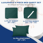 DREAMCARE Full Size Sheets Set - 4 Pcs Cooling Bed Sheets with Up to 15" Deep Pockets - Soft, Long-Lasting 100% Brushed Polyester with Side Pocket (Emerald Green)