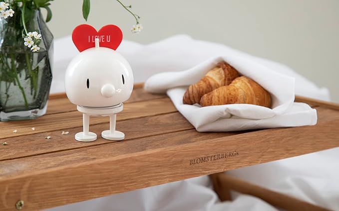 Hoptimist Love Bumble, Home Decor Ornament - Scandinavian Design, Plastic W/Metal Spring, Medium - Creates Cheerful Movement- (White)