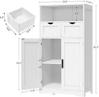 Iwell Bathroom Cabinet with Doors and Drawers, Freestanding Bathroom Storage Cabinet, Adjustable Shelves, for Living Room, Kitchen, Home Office, White