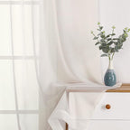 OWENIE Sheer Curtains Ivory, 45" Long Light Filtering Tiers for Kitchen, Bedroom, Short Panels Rod Pocket 2 Panels, Cafe Curtains Small Window, 42" W x 45" L