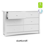 Storkcraft Crescent 6-Drawer Dresser (White) – GREENGUARD Gold Certified, White Dresser for Bedroom, Kids & Nursery Storage Chest, Safety Interlocking Drawers, Pre-Installed Tracks, Kids Chest