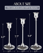 Candlestick Holders Taper Candle Holders, Set of 3 Silver Candle Holder Set, Vintage Table Centerpiece for Wedding Christmas Holiday