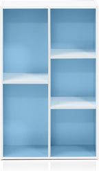 Furinno LUDER Book Shelf, 5-Cube Bookshelf, Reversible Bookcase, 9.4" x 19.5" x 31.5", for Living Room, Bedroom, Home Office, White/Light Blue