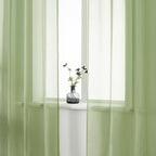 DUALIFE Sage Green Sheer Grommet Curtains 108 Inches Extra Length for Bedroom -Light Filttering Curtains Drapes 2 Panels for Living Room Party Backdrop?52W X 108L Inch