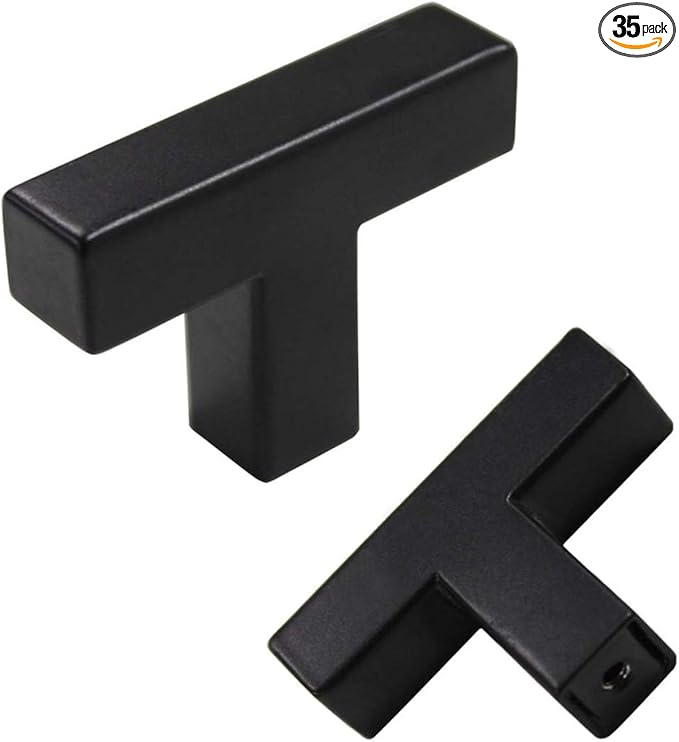 goldenwarm 35 Pack Black Cabinet Knobs Kitchen Cabinet Handles Stainless Steel Cabinet Hardware Black Knobs Handles Pulls for Bathroom Cabinets and Cupboard, 2in(50mm) Overall Length