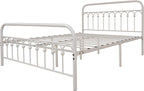 TUSEER Metal Bed Frame Queen Size with Vintage Headboard and Footboard Platform Base Wrought Iron Bed Frame (Queen,White)