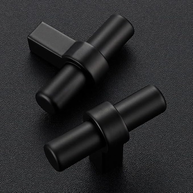 15 Pack Matte Black Cabinet Knobs - Kitchen Cabinet Knobs Black Cabinet Pulls for Kitchen Cabinet Drawer Stainless Steel Dresser Knobs for Cabinet Hardware 2in Length Single Hole T Bar Knbs