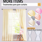 Treatmentex Sage Green Sheer Curtains for Kids-Room 63 inches Slub Textured Pom Pom Window Drapes for Bedroom Sage 52" W x 2 Panels Rod Pocket