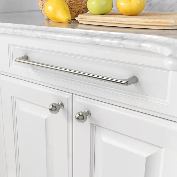 Amerdeco 10 Pack Brushed Satin Nickel Cabinet Pulls 10 Inch(256MM) Hole Centers Kitchen Cabinet Handles Hardware Kitchen Handles for Cabinets Cupboard Handles Drawer Pulls ZH0041