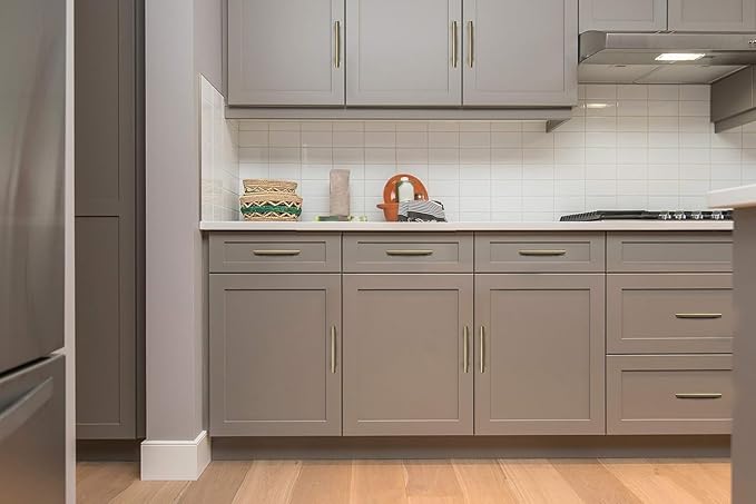 Ravinte 35 Pack 5 Inch Cabinet Pulls Brushed Brass Stainless Steel Kitchen Drawer Pulls Cabinet Handles 5”Length, 3” Hole Center