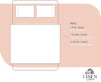 Linen Home 100% Cotton Percale Sheets Full Size, Brushed Rose, Deep Pocket, 4 Pieces Set - 1 Flat, 1 Deep Pocket Fitted Sheet and 2 Pillowcases, Crisp Cool and Strong Bed Linen