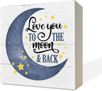 Inspirational Wooden Nursery Decor - Star Moon Signs for Kids Room & Family Love - 'Love You to the Moon and Back'