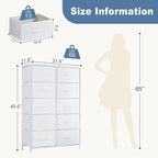 DUMOS Dresser for Bedroom, 10 Storage Drawers, Wide Fabric Closet Chests Organizer Tower Furniture with Wooden Top Metal Frame for Clothes, Guest Room, Living Room, Hallway, Entryway