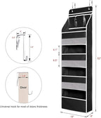 Univivi 5-Shelf Fabric Door Storage Over Door Hanging Organizer with 4 Large Pockets and 3 Small PVC Pockets Nursery Closet Cabinet Wall Mount Hanging Storage Organizers for Baby Nursery (Black)
