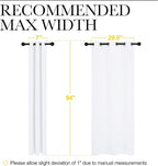 NICETOWN 50% Light Blocking Curtain Panels for Bedroom, Home Decoration Easy-Care Solid Grommet Draperies/Drapes, Window Covering for Kitchen (2 Panels, 34 by 84, White)