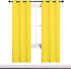 NICETOWN Bedroom Curtain Panels Draperies, Thermal Insulated Solid Grommet Curtains/Drapes (Bright Yellow, 1 Pair, 34 by 72-inch)