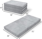 SINWEEK 4" Twin Memory Foam Folding Mattress with Storage Bag - Foldable Trifold Floor Bed Topper, CertiPUR-US Certified Guest Sleeping Pad, Machine Washable Cover