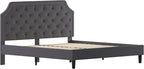 Flash Furniture Brighton King Size Tufted Upholstered Platform Bed in Dark Gray Fabric