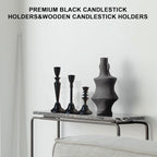 Candlestick Holders Black Candle Holder Set in 3 Designs-Taper Candle Holders Set of 3 for Candlesticks,Modern Wood Candle Stick Candle Holders for Decor