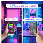 Led Lights for Bedroom 50FT, RGB Led Strip Lights Color Changing Indoor, Music Sync Led Light Strip with Remote & App Control, DIY Fancy Led Lights for Room Decor Ambient Lighting (1 * 50FT)