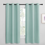 NICETOWN Aqua Blue Room Darkening Curtains for Kitchen, Window Treatment Thermal Insulated Solid Grommet Room Darkening Curtains/Drapes for Bedroom (Set of 2, 42 inches Wide by 68 inches Long)