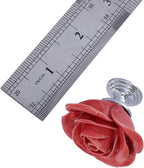 8PCS 1.57" × 1.38" Ceramics Begonia Red Rose with Base Knobs Flower Shaped Pulls for Cupboard Drawer, with 2 Kinds of Screws