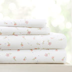 Linen Market 4 Piece Queen Sheet Set - Breathable, Double-Brushed Patterned Cooling Sheets – Oeko-TEX Certified Ultra Soft & Wrinkle-Free 16" Deep-Pocket Queen Sheets - Easy Care Soft Floral Pink