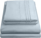 King Size Sheets - Breathable Luxury Bed Sheets with Full Elastic & Secure Corner Straps Built In - 1800 Supreme Collection Extra Soft Deep Pocket Bedding Set, Sheet Set, King, Misty Blue