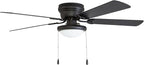 Portage Bay 50251 Hugger 52" Matte Black West Hill Ceiling Fan with Bowl Light Kit