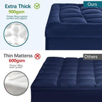 CYMULA Full Size Mattress Topper - Extra Thick Cooling Mattress Pad Cover for Back Pain - Soft Mattress Protector Firm Bed Topper Pillow Top with 8-21 Inch Deep Pocket 3D Snow Down Alternative Fill