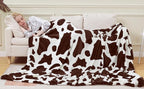 Flannel Cow Print Blanket Twin Size - Premium Lightweight Anti-Static Super Soft Cow Blankets for Twin/Twin XL Extra Long Bed,Winter Warm Cow Print Throw Blanket 66" x 90"(Brown Cow)