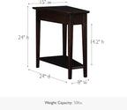 Leick Home Teegan Solid Wood Recliner Wedge End Side Table with Shelf, Chocolate Oak Brown, Perfect for Living Rooms, Bedrooms, and Small Spaces, 10074-CH