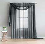LINENZONE Pair of 2 Rod Pocket Voile Window Treatments. Great Farmhouse Style Sheer Curtains for Living Room, Bedroom, Dining Room, Patio or Canopy Bed. (Amazing Sheers - 56" W x 84" L, Charcoal)
