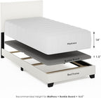 Furinno Pessac Upholstered Bed Frame, White PU Leather, Twin XL