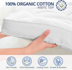 ELEMUSE 1300 GSM Mattress Topper Queen with Baffle Box Design,Extra Thick Cooling Pillow Top Pad, 400TC Cotton Cover, Plush & Support Snow Down Alternative, White